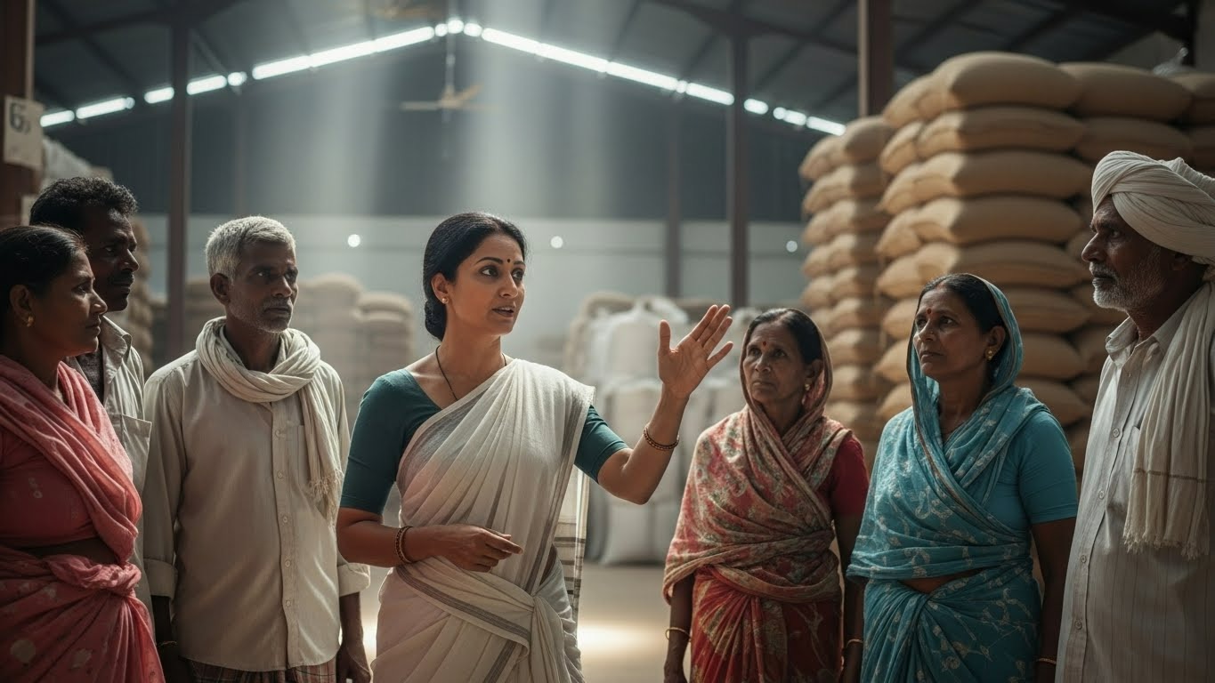 Farmer using phone in a field